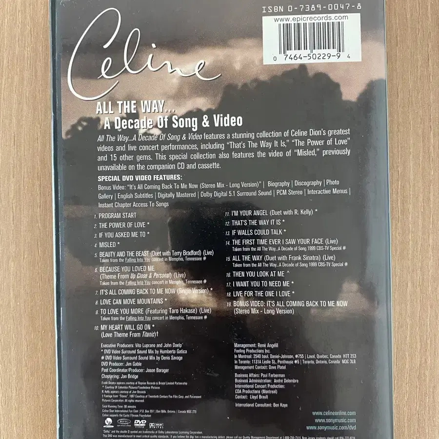 DVD 팝송 Celine 1disk