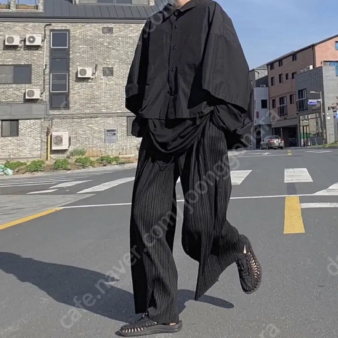 미시착 새상품) Pleats Wide Pants [black]