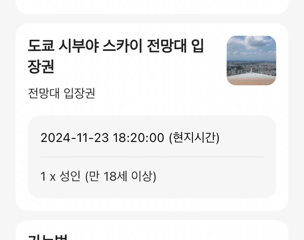 11월 23일 시부야스카이 입장권