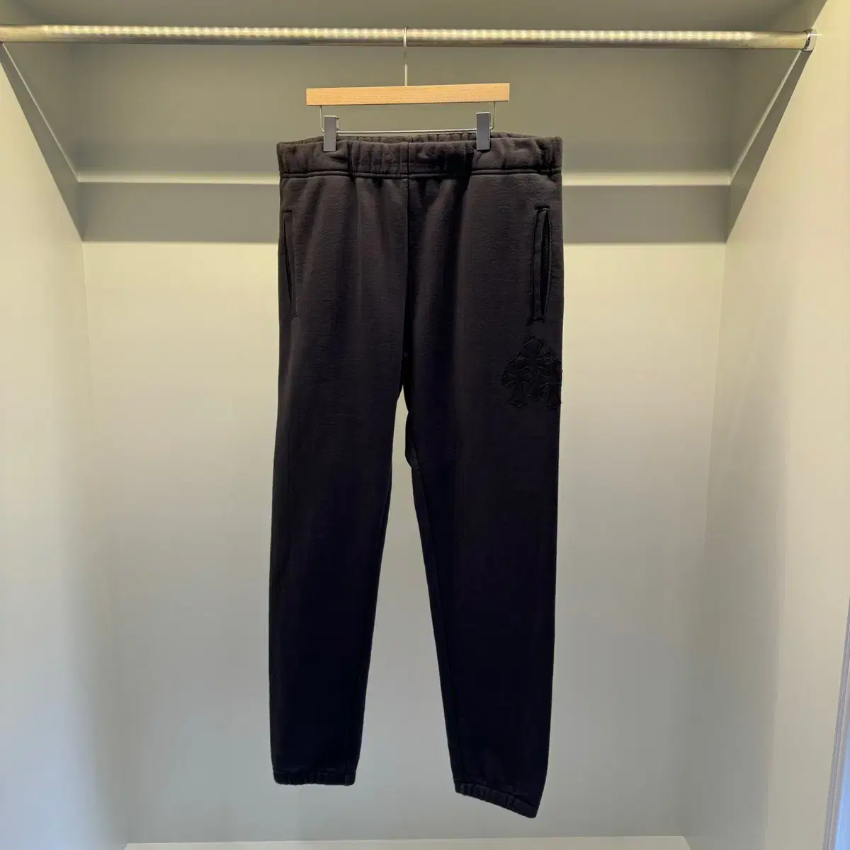 Chrome Hearts Leather Patch Training Jogger Pants Black