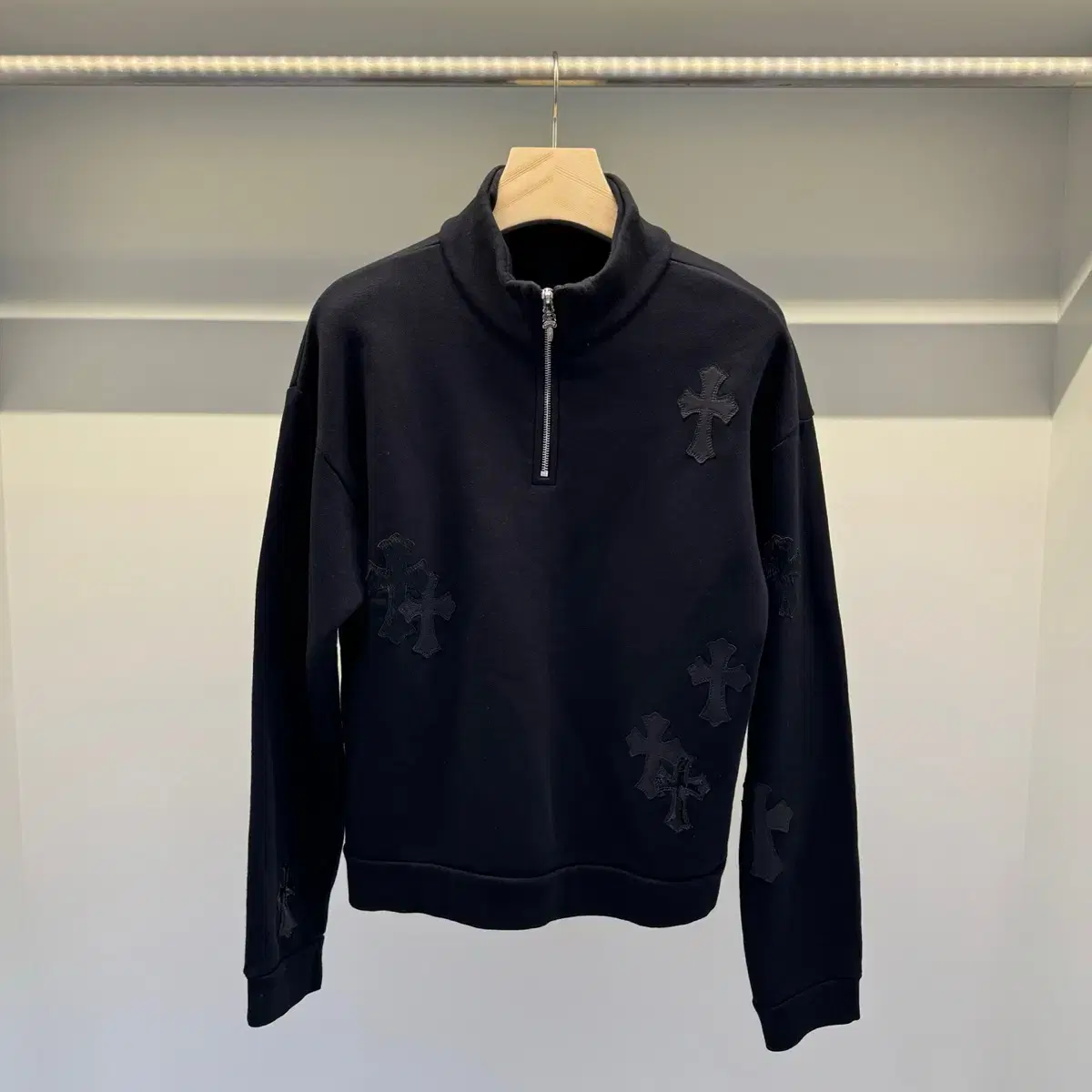 Chrome Hearts Leather Patch Half Vahn Zip-Up Mantle