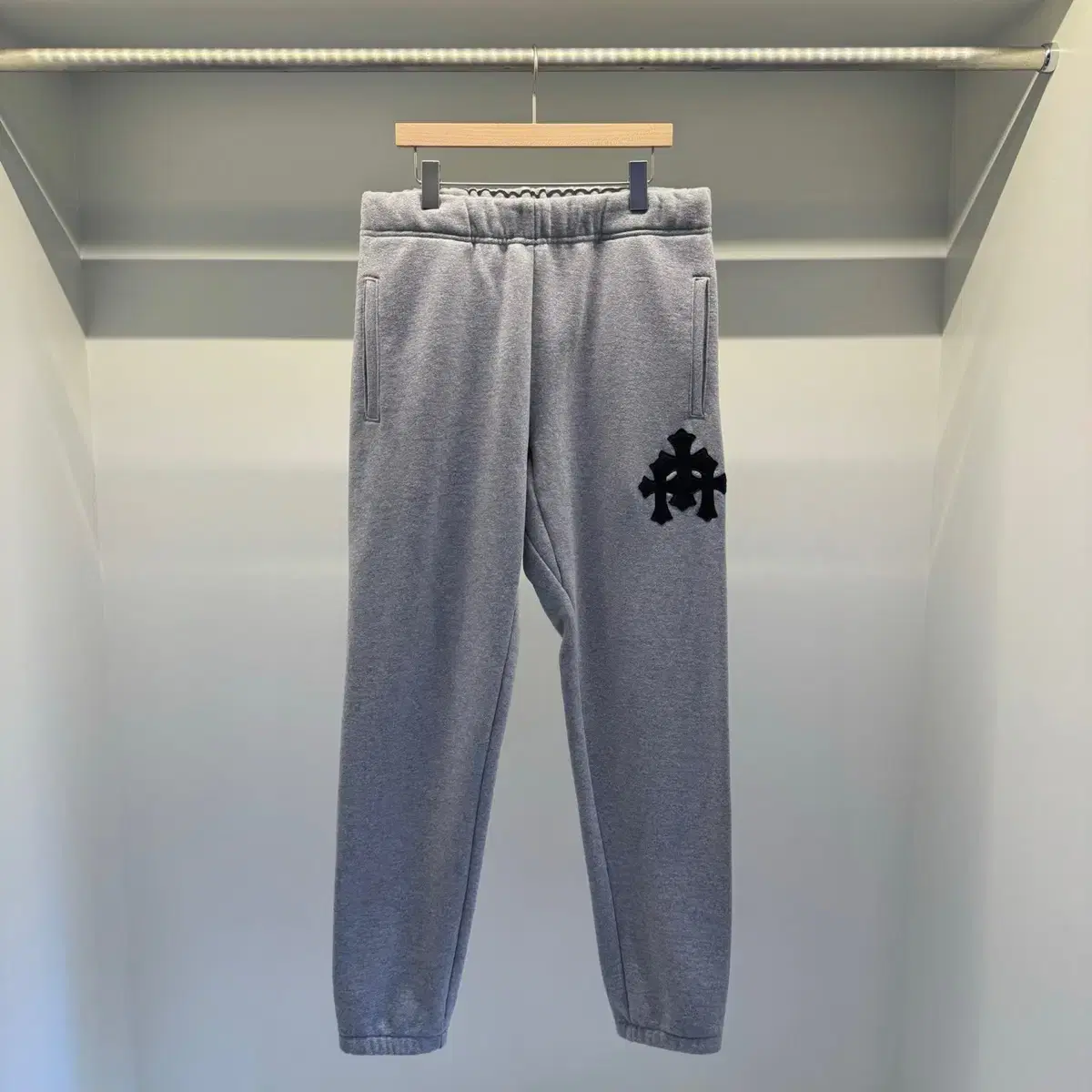 Chrome Hearts Leather Patch Training Jogger Pants Gray