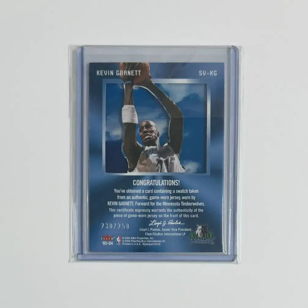 케빈 가넷 2003-04 FLEER MYSTIQUE 져지 250장 한정