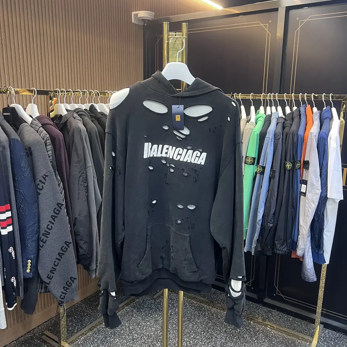 [XXS/105] Balenciaga Destroyed Vintage Logo Hoodie