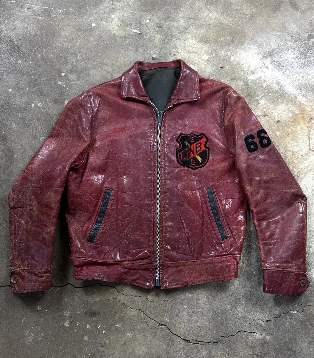 [40] 60s Vintage Horsehide Leather Jacket Horseskin Leather Jacket Rider Jacket