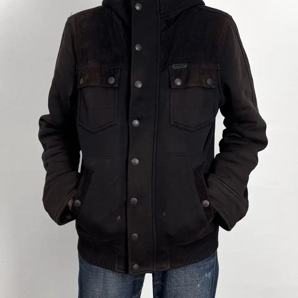 diesel faded sherpa hooded jacket