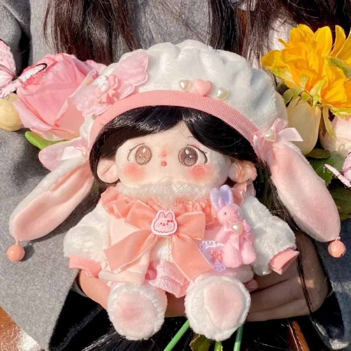 20cm 인형옷 블루하우스 래빗 블루 핑크