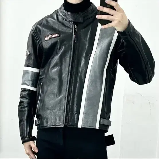 Biker 소가죽 모터사이클 레이싱 자켓