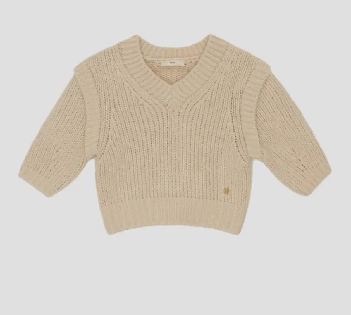 렉토 브이넥 반팔니트 v neck chunky knit top S사이즈