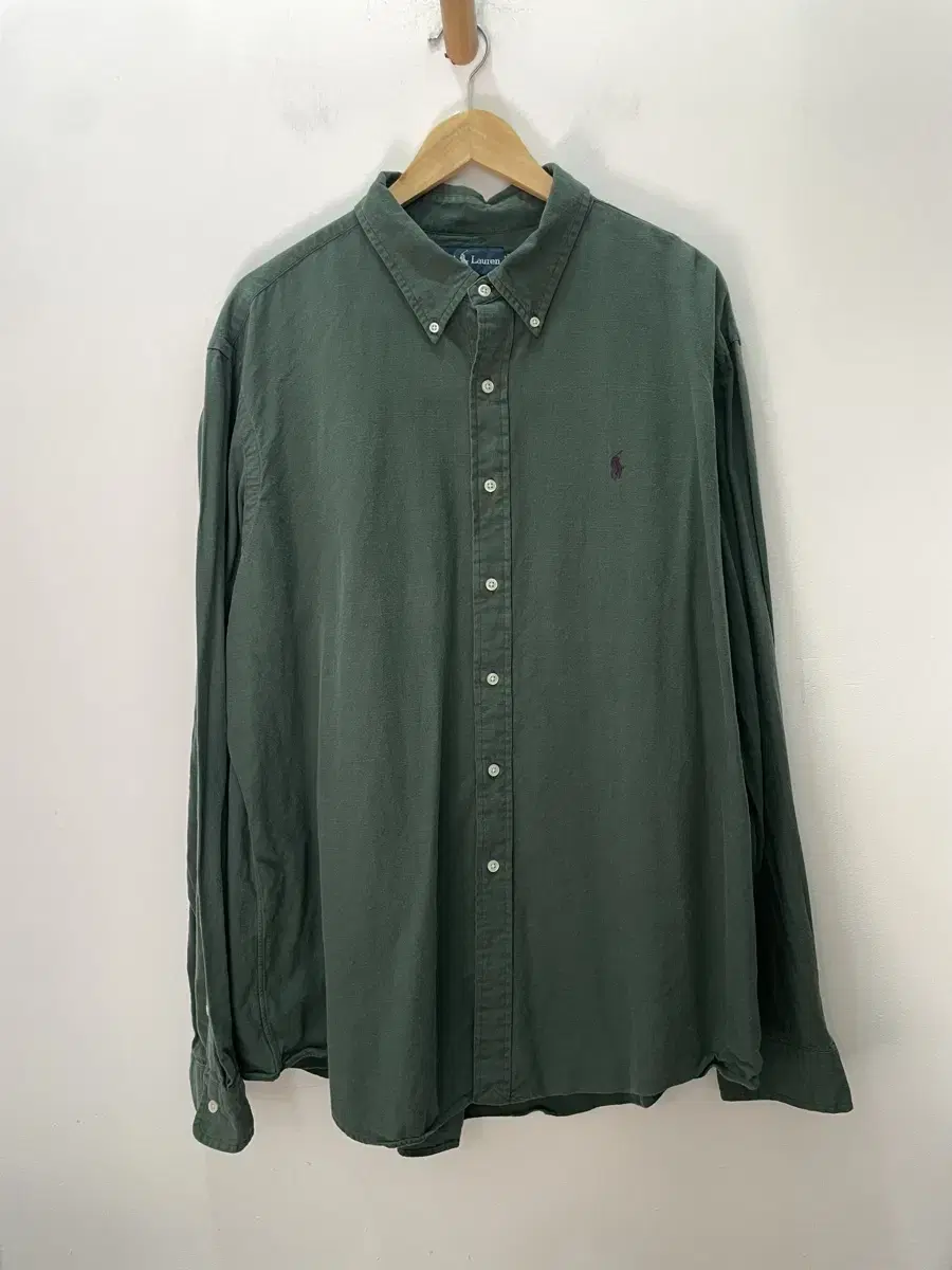 (2XL) POLO Polo Ralph Lauren Solid Linen Shirt Custom Fit