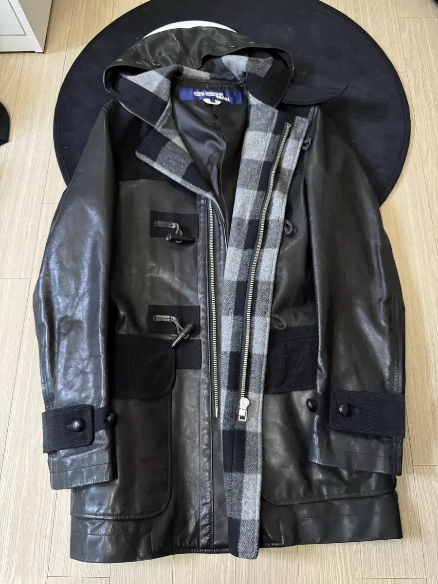 [L]Jun YawatanabeXComme des Garçons Song Duffel Leather Hooded Coat