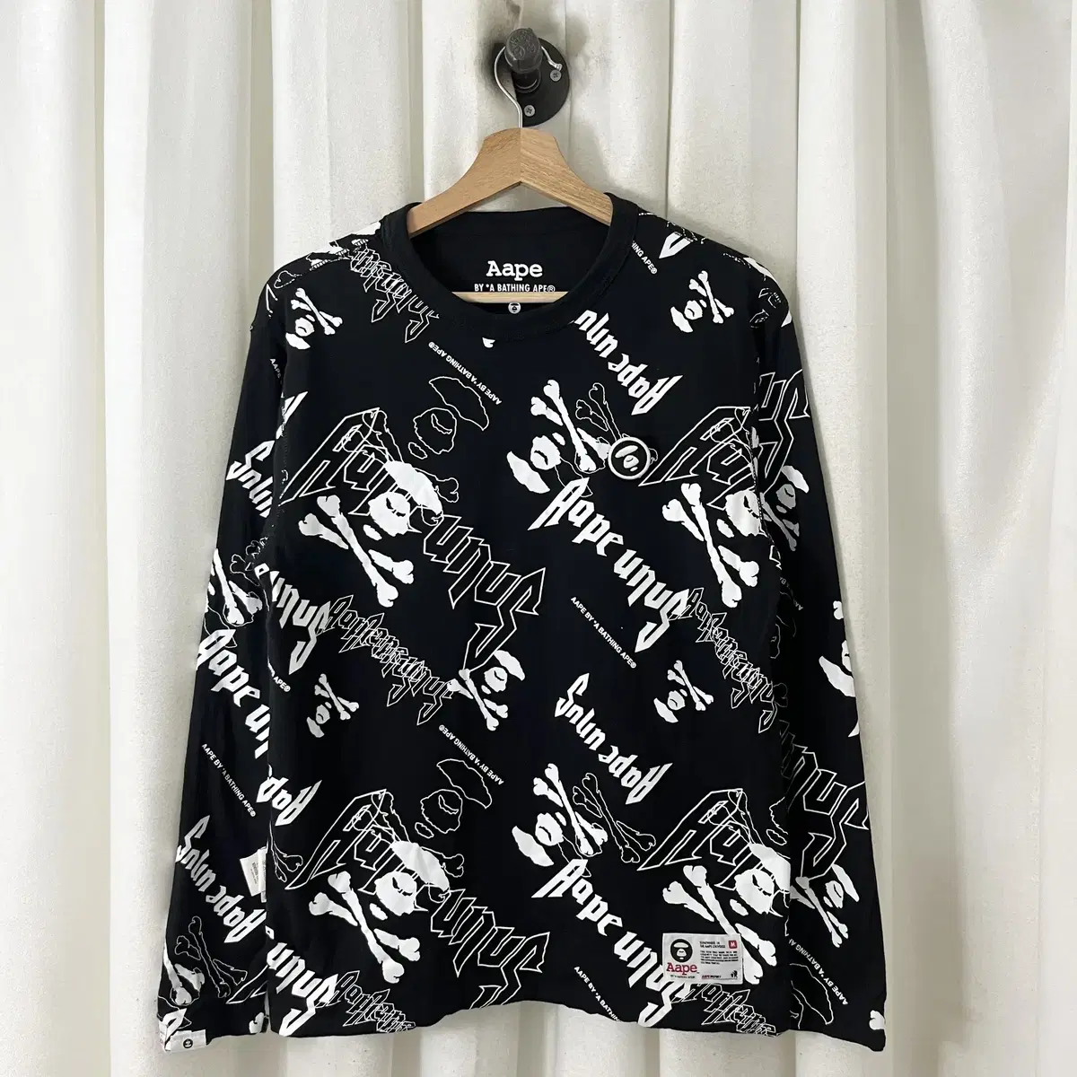 Ape Black Logo Pattern Long Sleeve