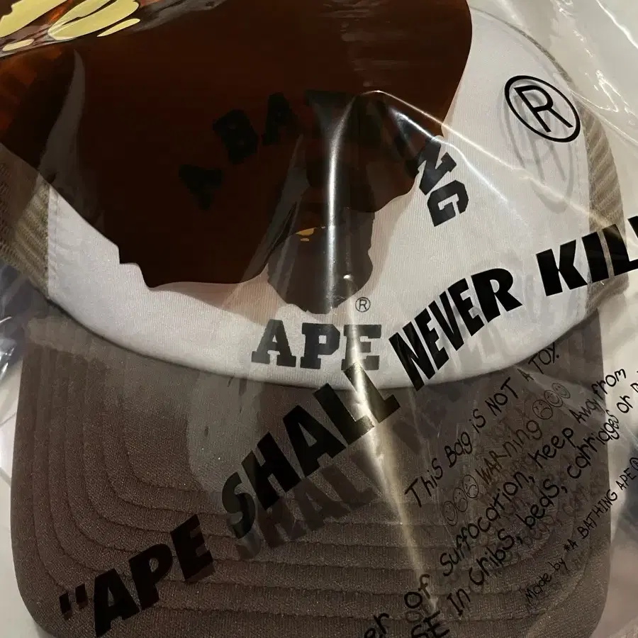 쇼핑백 포함) Bape 베이프 컬리지 메쉬 캡 베이지