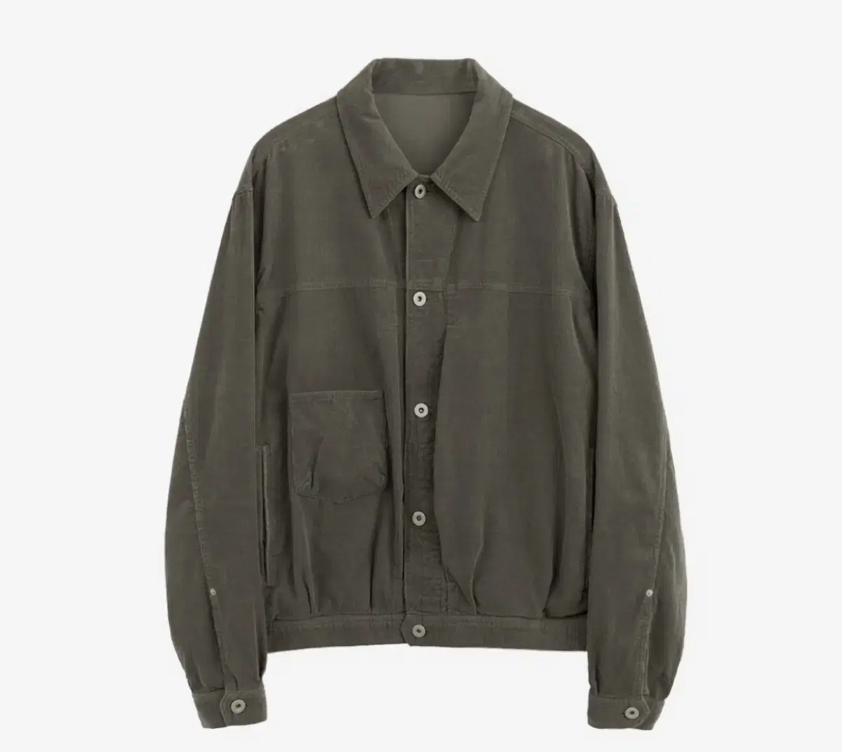 [3] 23FW Polyester Corduroy Trucker Jacket Olive Gray