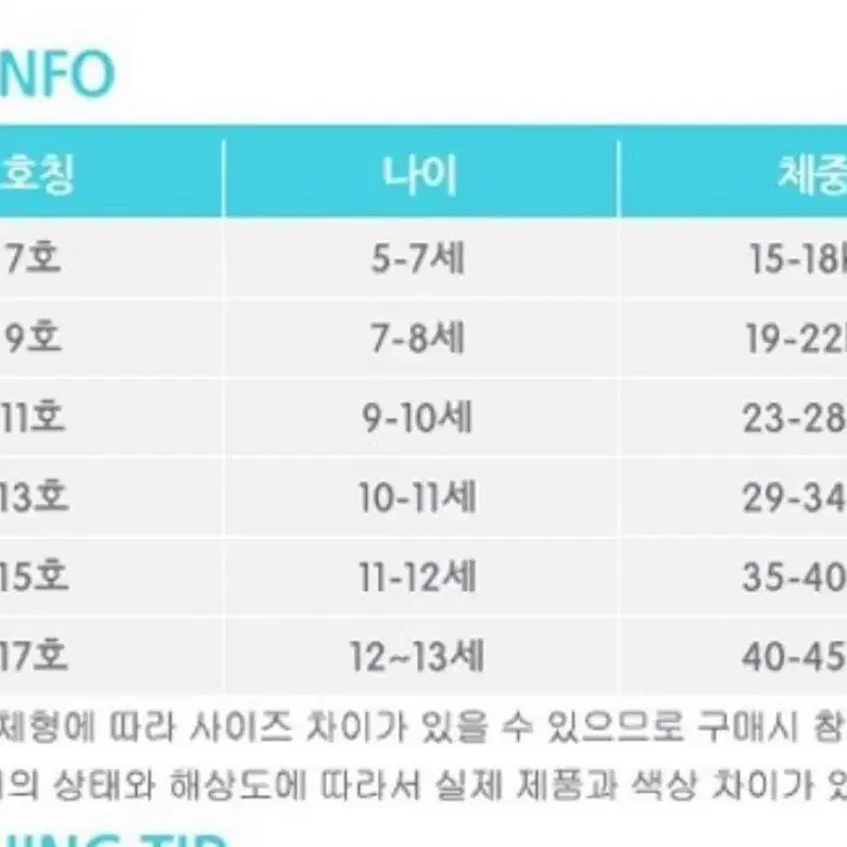 수영복 15사이즈