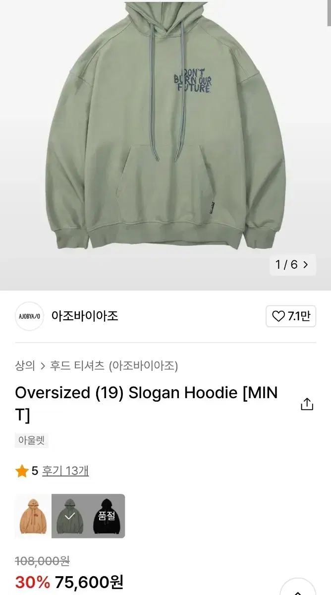 Oversized (19) Slogan Hoodie [MINT]