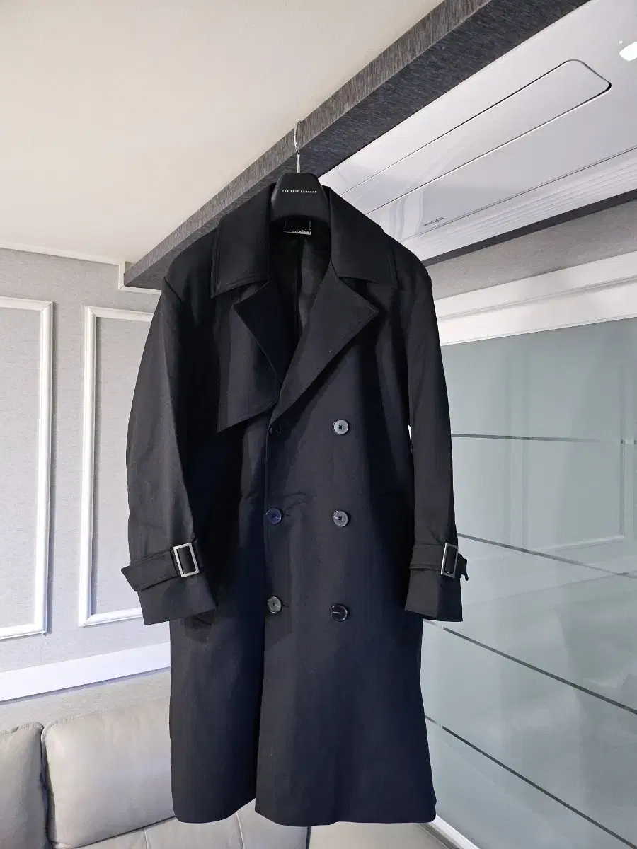 [Almost New] Drawstring Trench Coat Black M