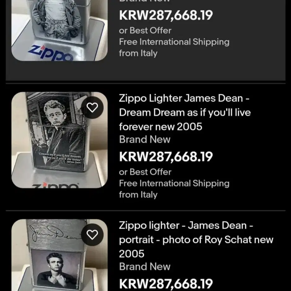 James Dean Zippo Lighter 2002 제임스딘 지포라이터