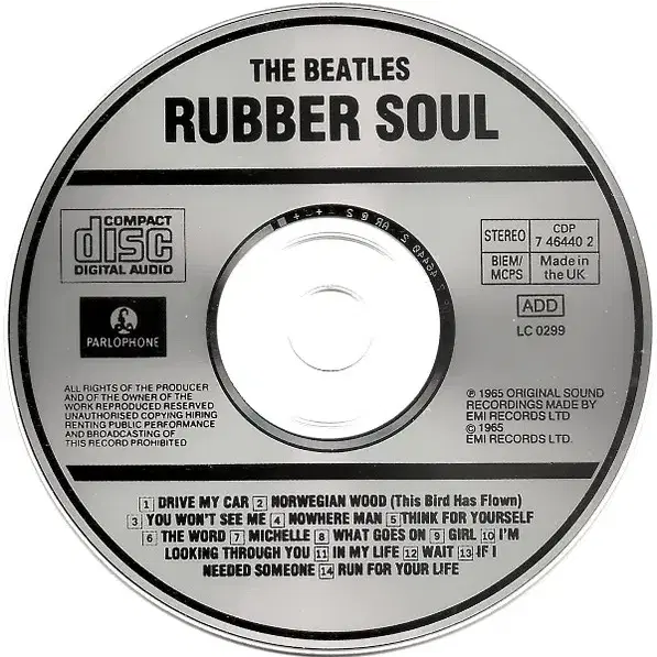 Beatles - Rubber Soul (CD) 영국반1987 민트급중고