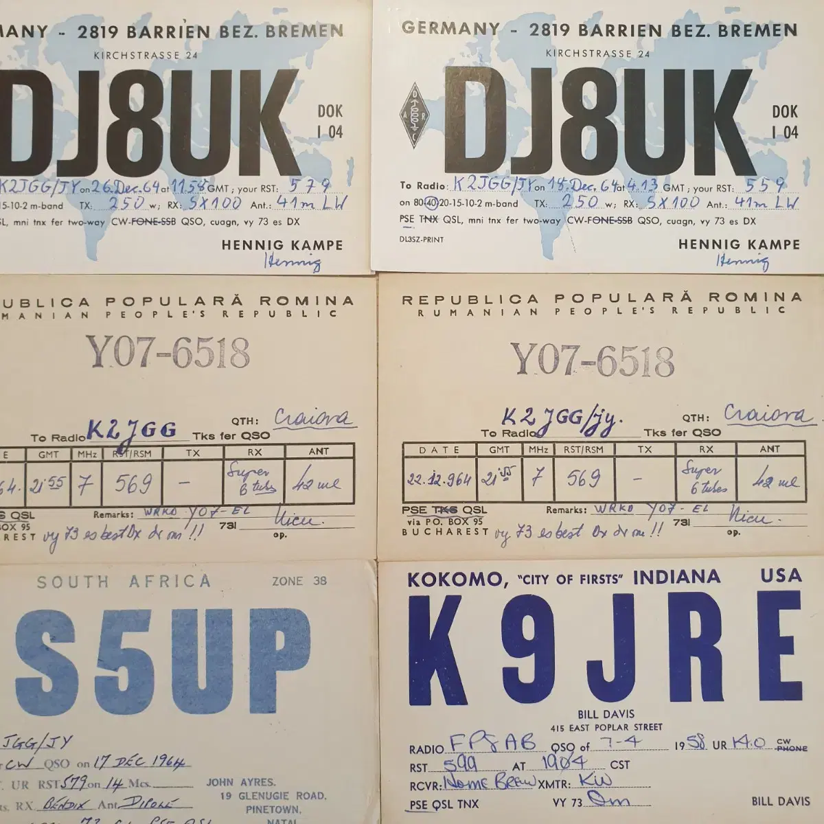 QSL 아마추어무선통신 통신교신증 빈티지카드 빈티지인테리어