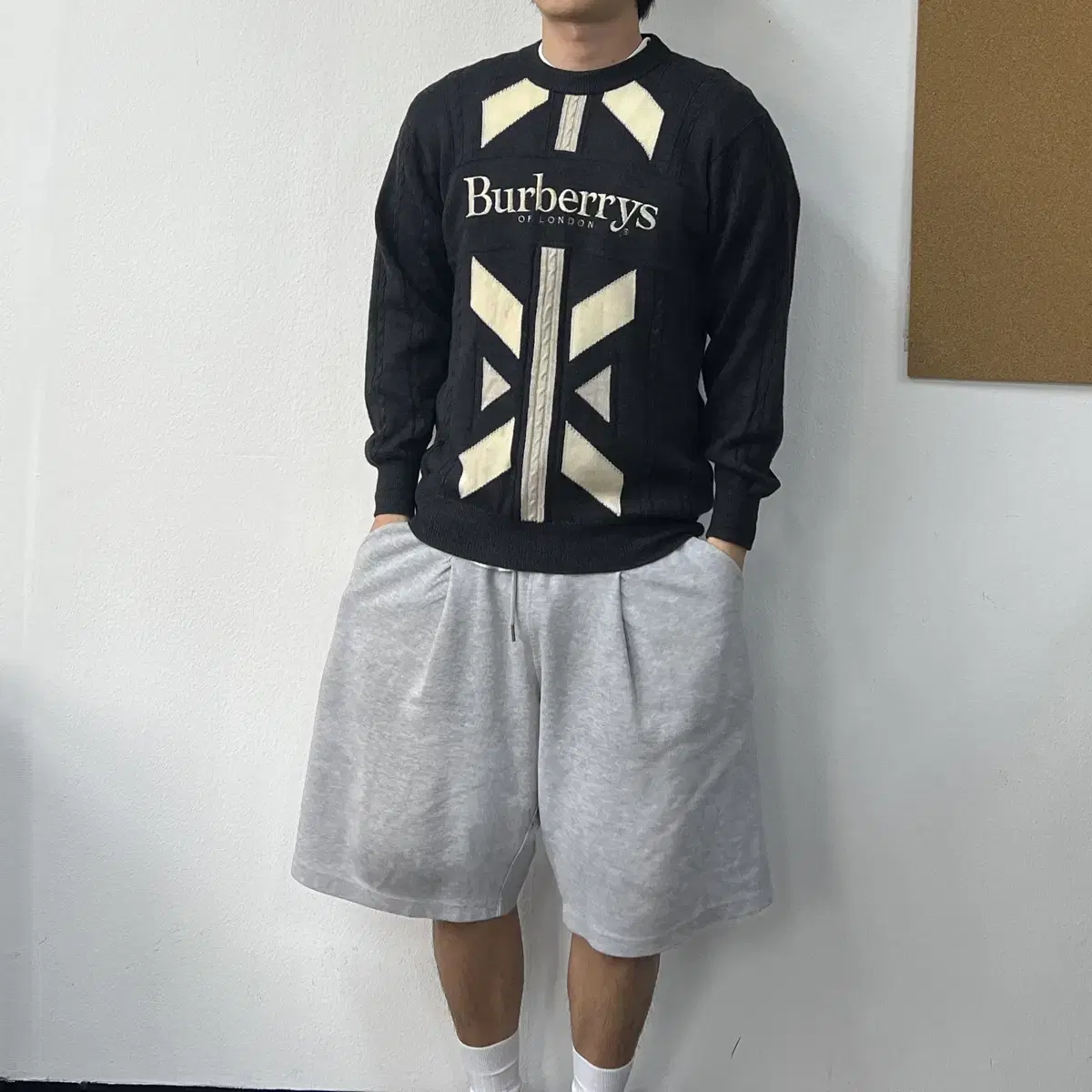 Burberry Big Logo Charcoal Wool Knit