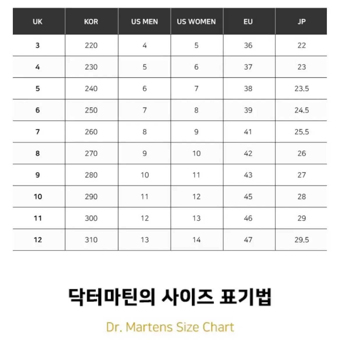 닥터마틴 첼시 250사이즈 (2976 YS)