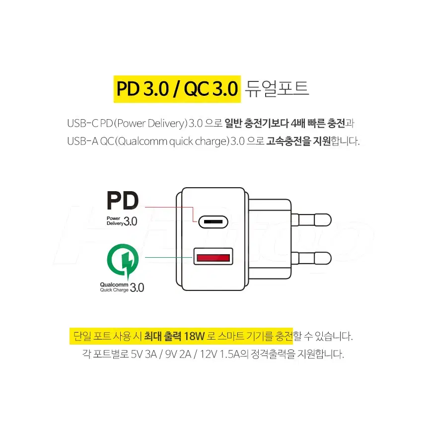 2포트 18W충전기 C타입 PD3.0 [고속충전지원]