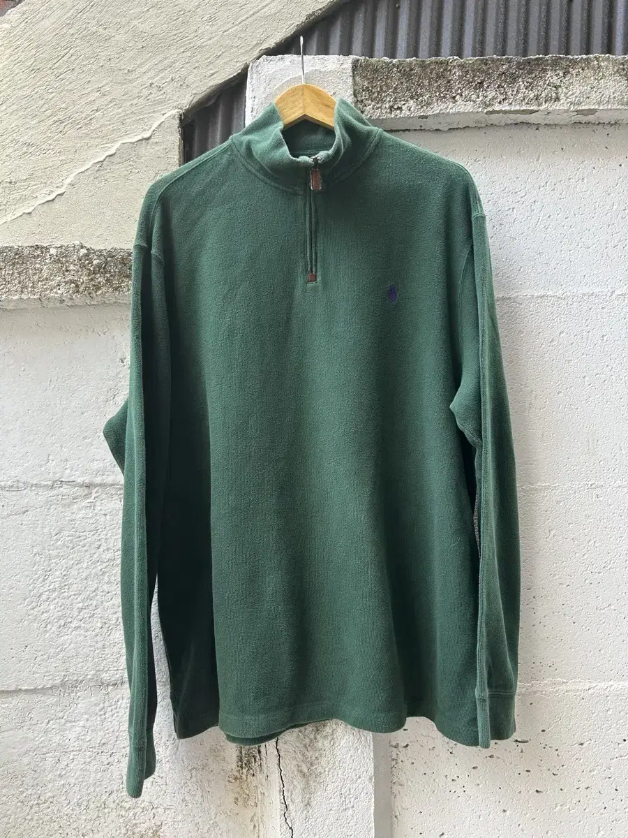 Ralph Lauren Polo Vintage Green Cotton Knit Half-Zip 105~