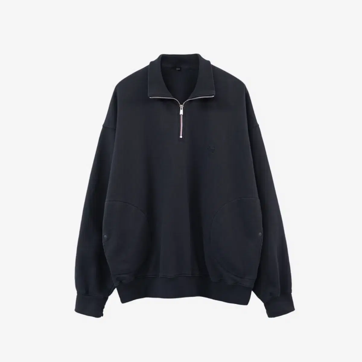 [2] Polyester Half Zip Up Sweat Top Dark Charcoal Navy