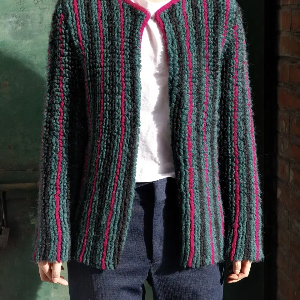 80s europe Vintage Mohair loop cardigan