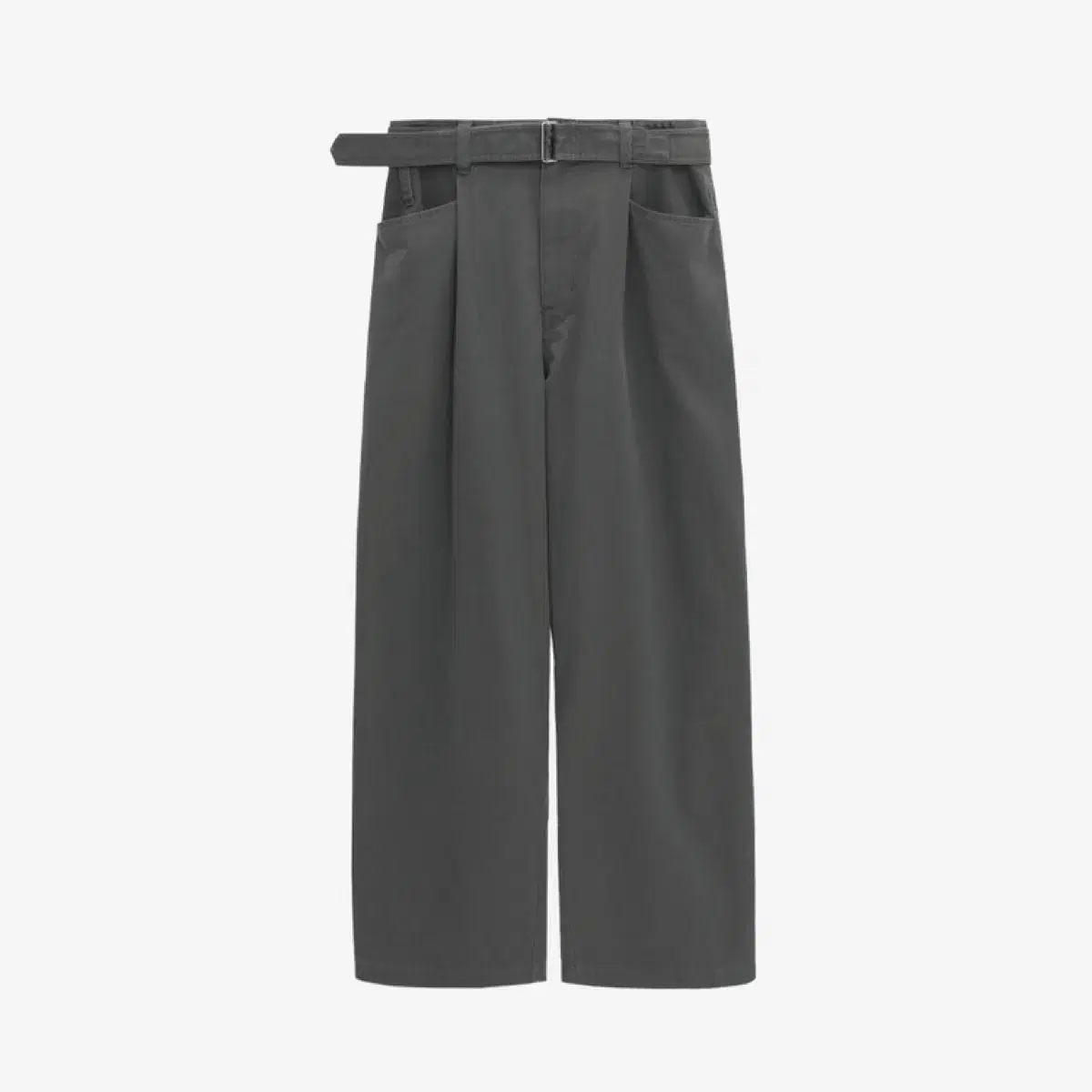 [2] Polyester belted cow pants charcoal