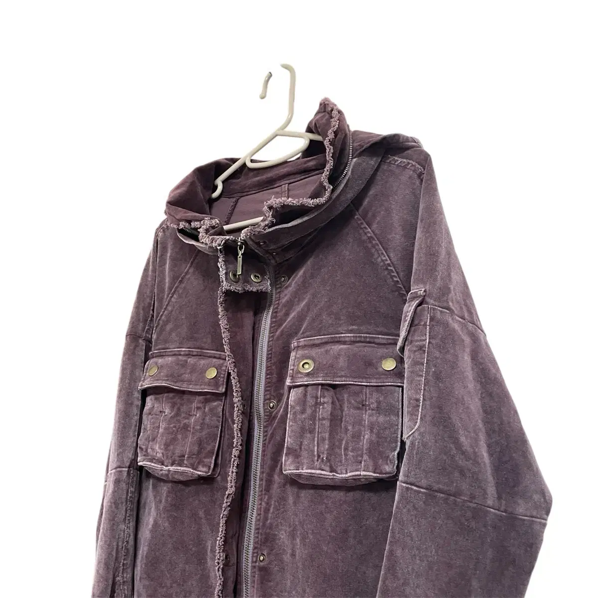 Dark purple velvet 2way hood jacket