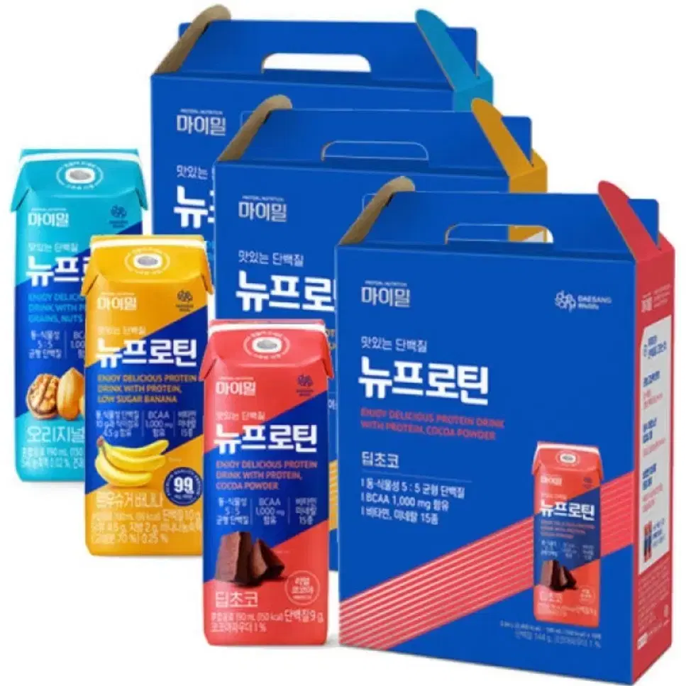 대상 마이밀 뉴프로틴 190ml 48개 단백질음료 딥초코/바나나/오리지널