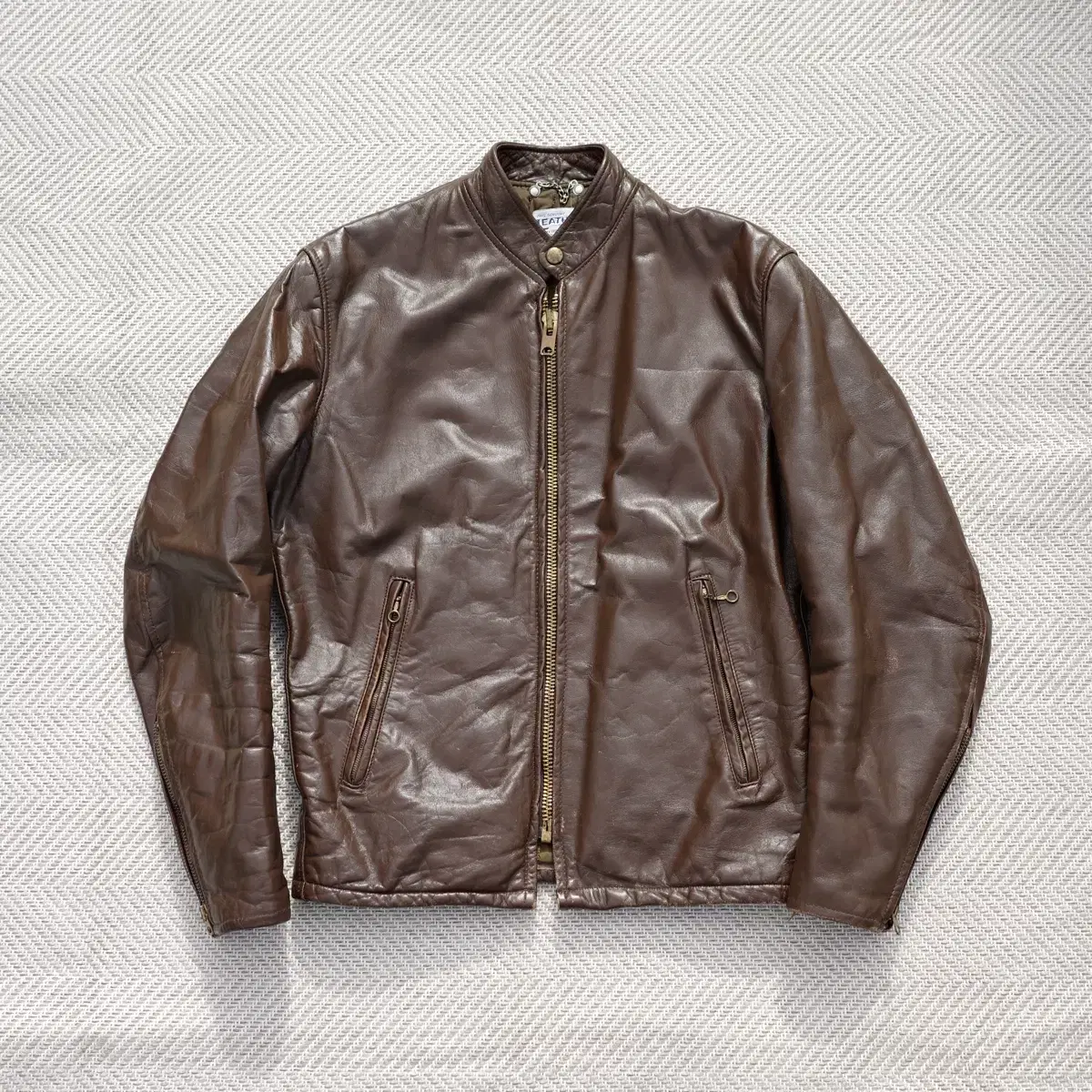 70s Leather Motorcycle Cafe Racer Jacket