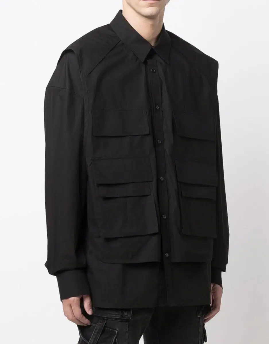 Junge Nylon Utility Cargo Shirt Black