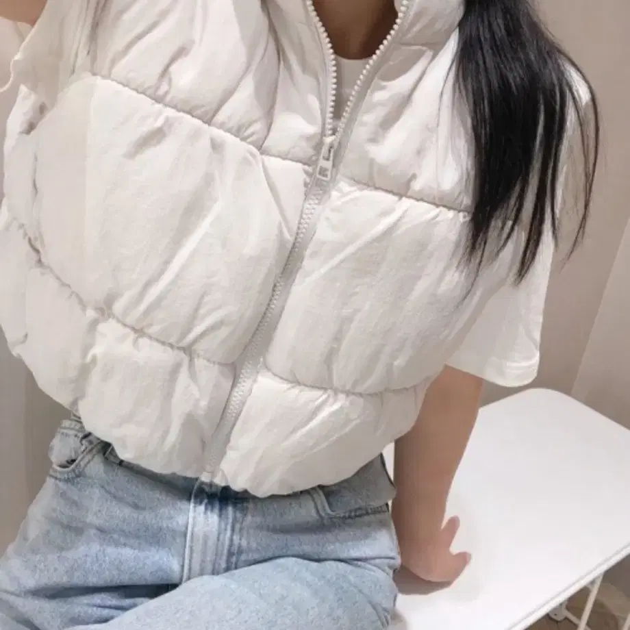 H&m hnm 조끼패딩 베이지 크림 아이보리