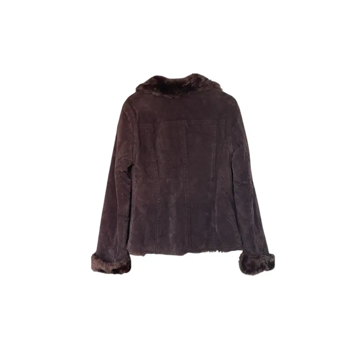 Dark brown suede hook fur jacket