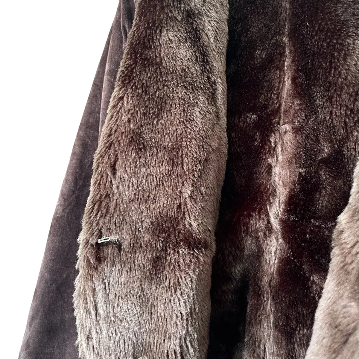 Dark brown suede hook fur jacket