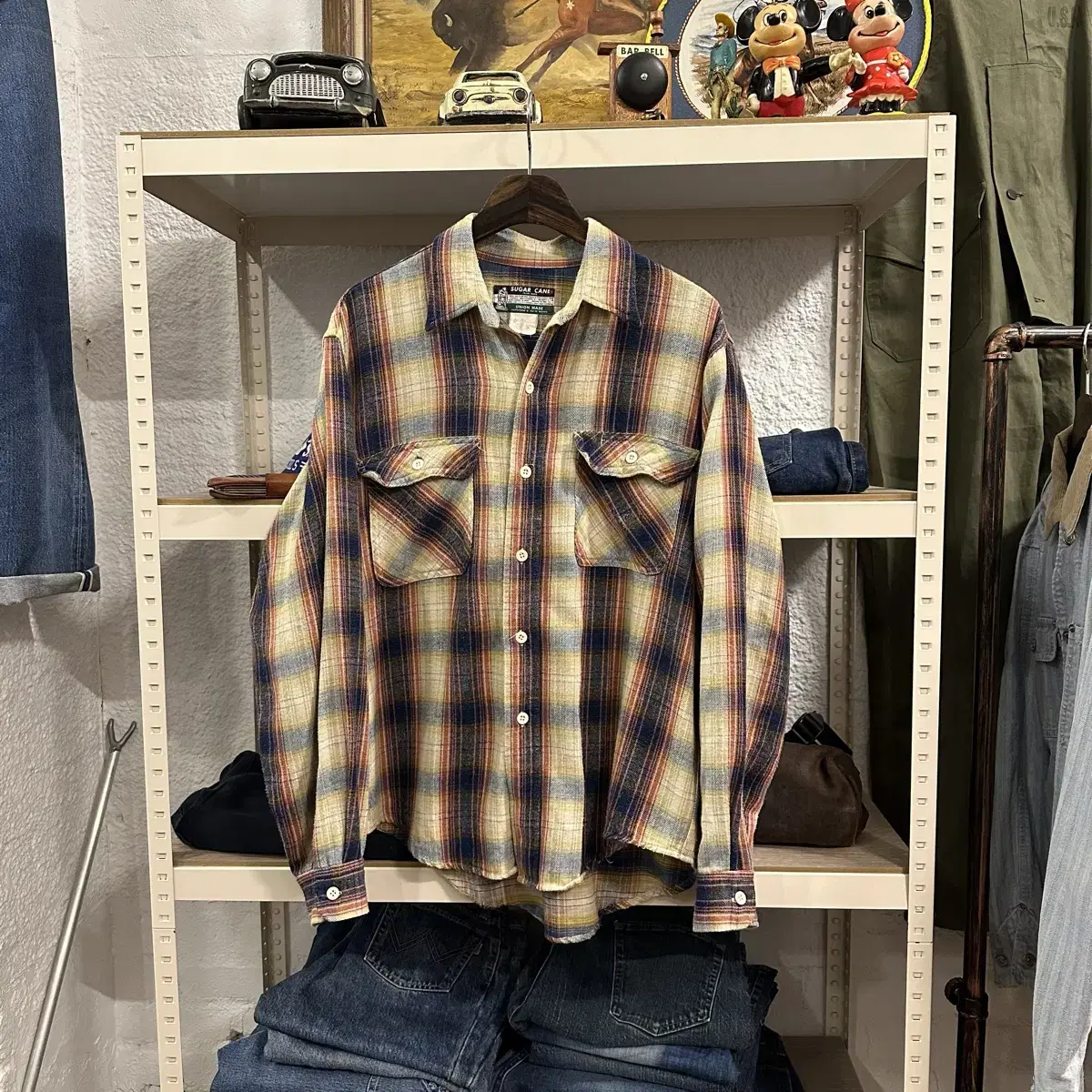 sugar cane flannel checked shirt in sugar cane