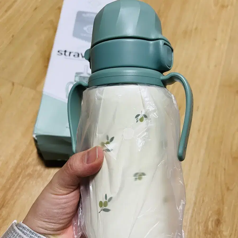 그로미미 원터치 스테인레스 올리브 빨대컵 300ml