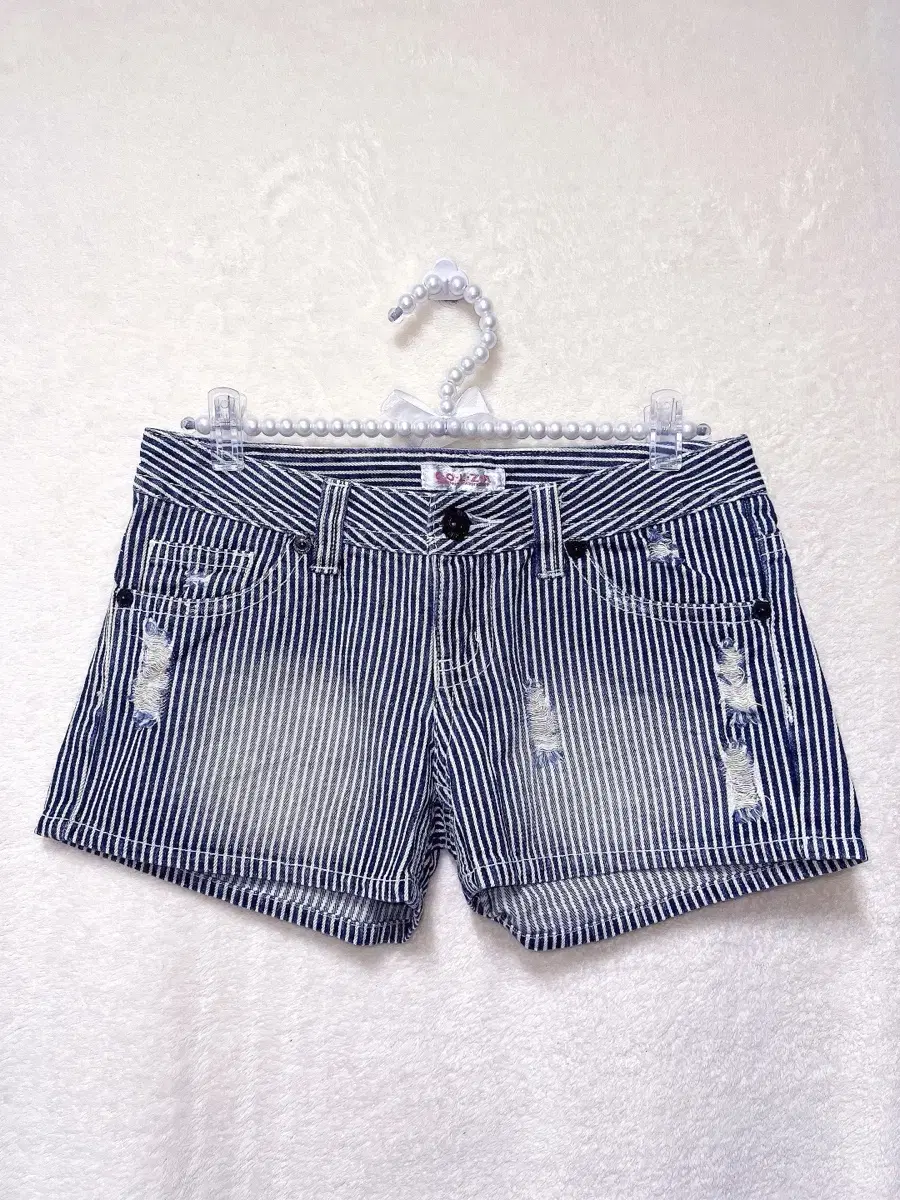 Colza Gyaru Striped Denim Short Pants Hot Pants Vahn Punk Y2K Watuke Kitsch