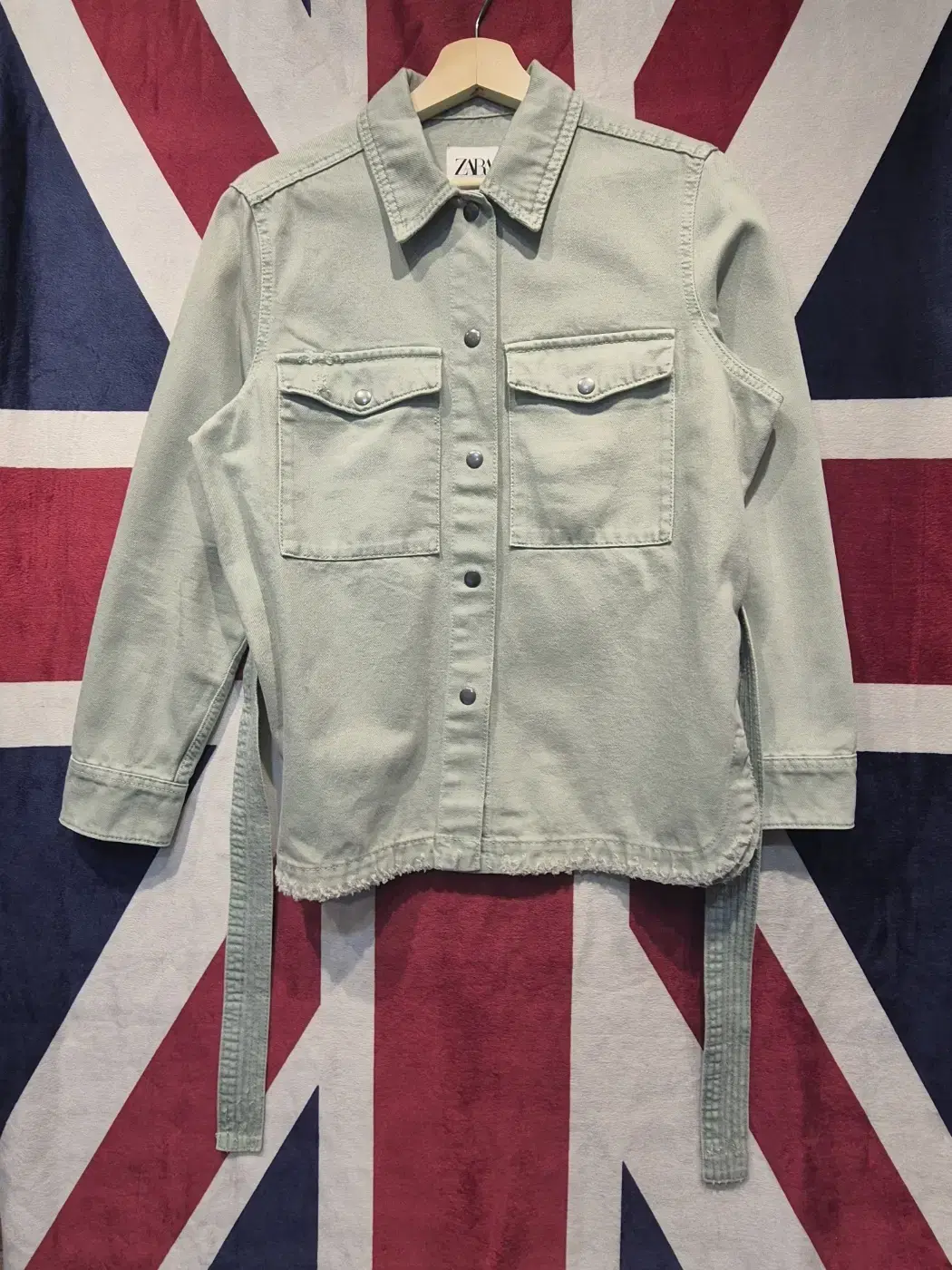 [44~55] ZARA Zara Loose-fit Denim Jacket Water Green