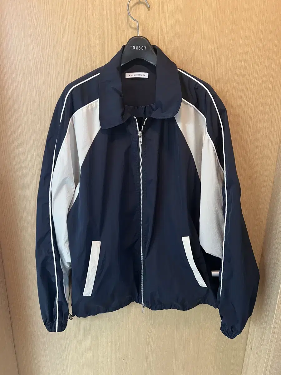 SlowRecordHouse Piped Nylon Jacket L in Navy