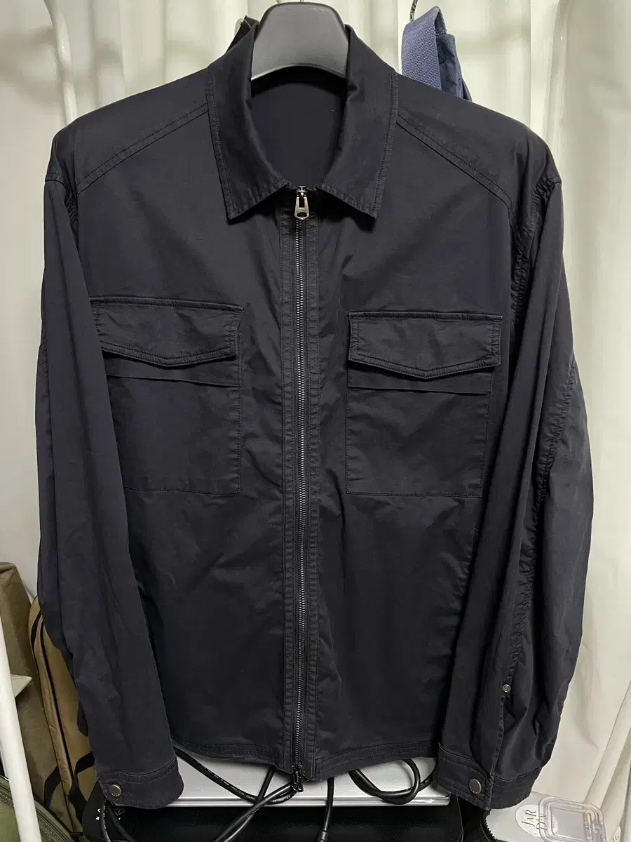 (L) Ilkorso Garment Dying Zip-up Shirt Jacket Dark Navy