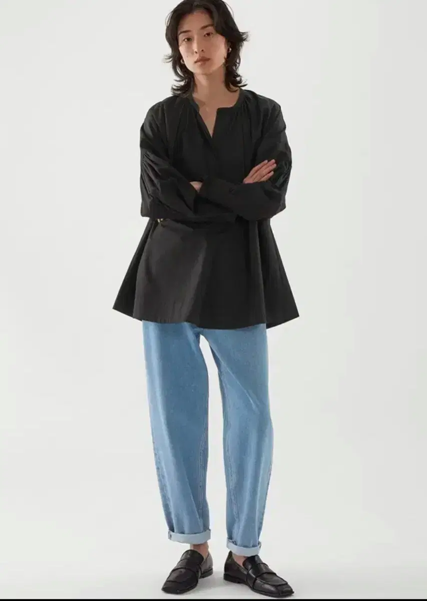 COS Pleated Tunic Top Black (M)