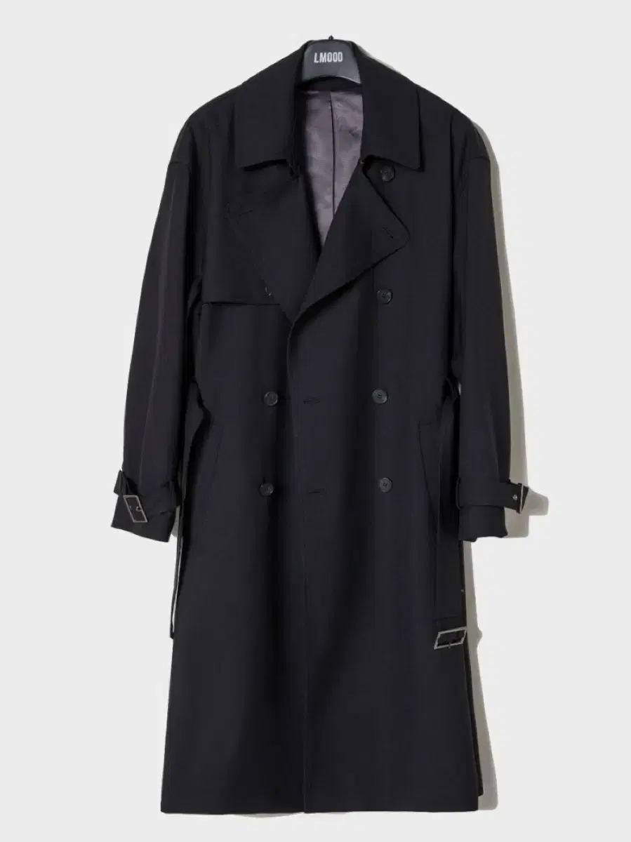 Elmood Double Trench Coat Black L