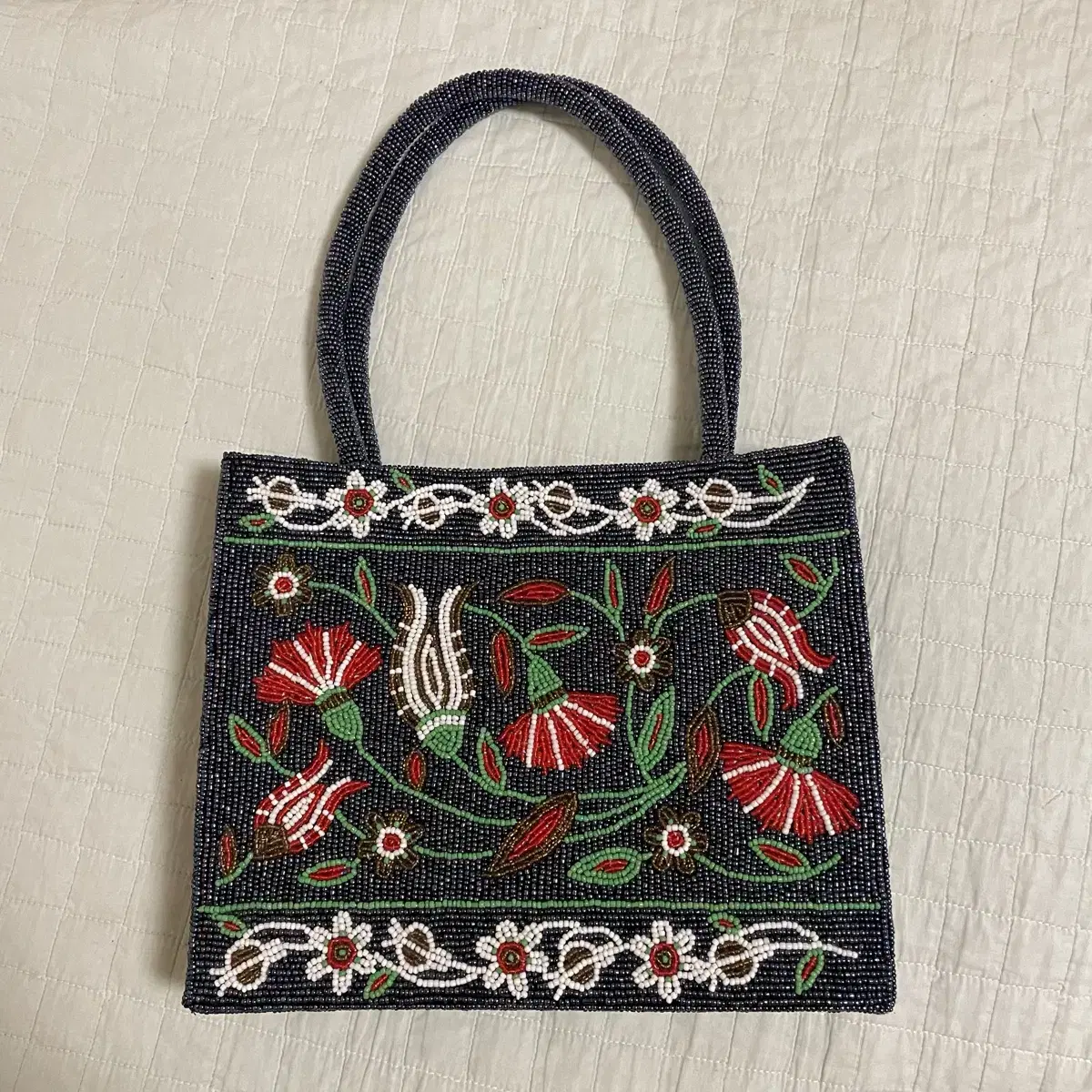 빈티지 비즈 핸드백 토트백 vintage beads handbag