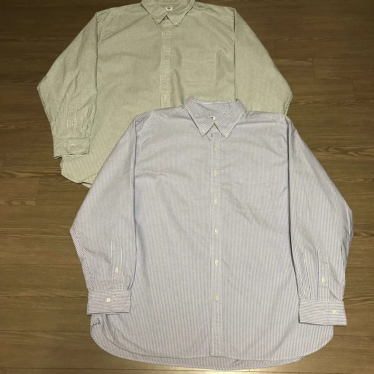 4XL) Uniqlo striped oxford shirt bloo gray oxford 4XL