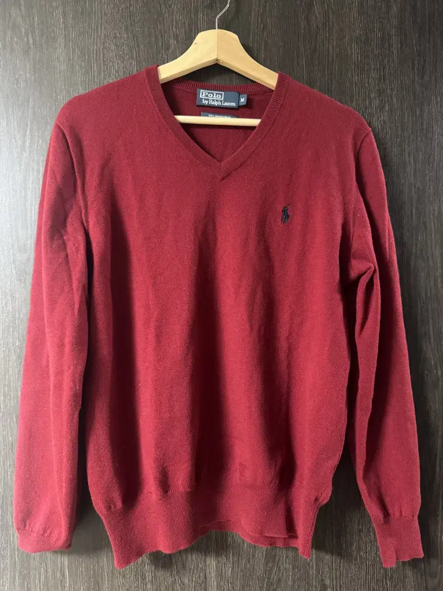 100% polo wool knit red