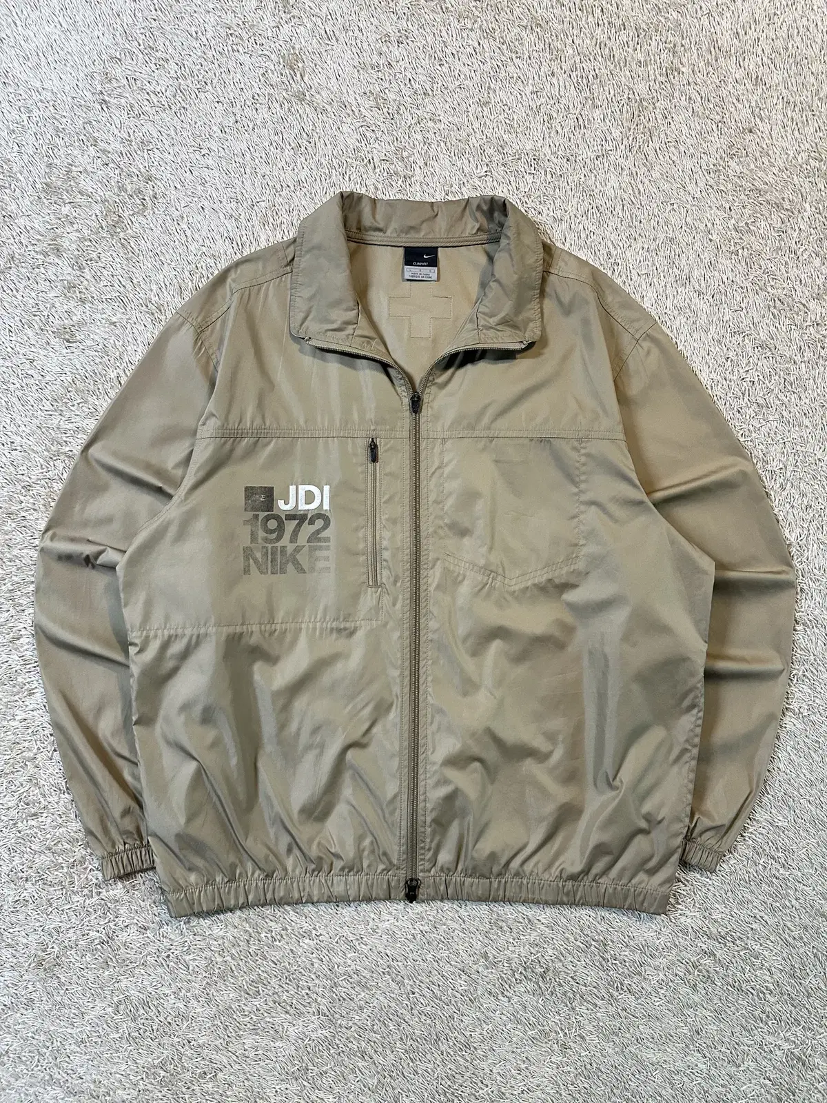 [L] Colossal) 00s Nike Oldschool Two-Way Windbreaker Jacket Beige